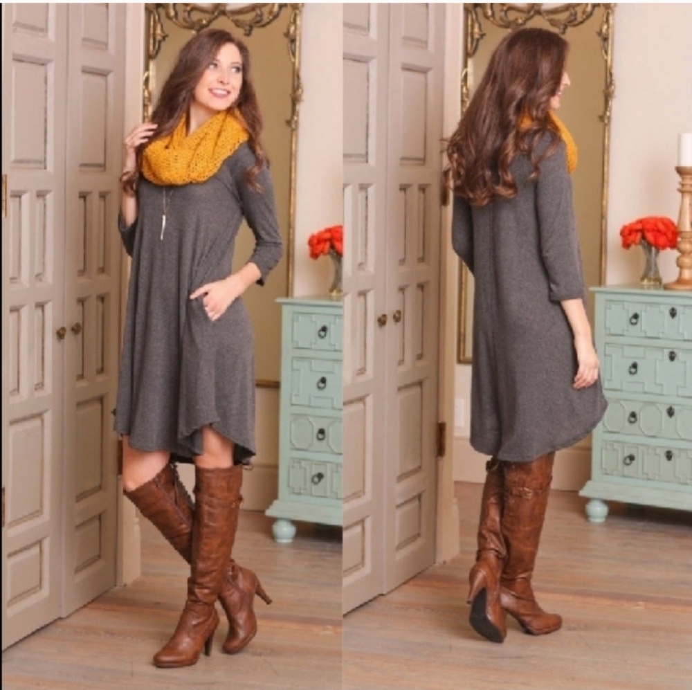 Charcoal 3/4 Sleeve Dress
